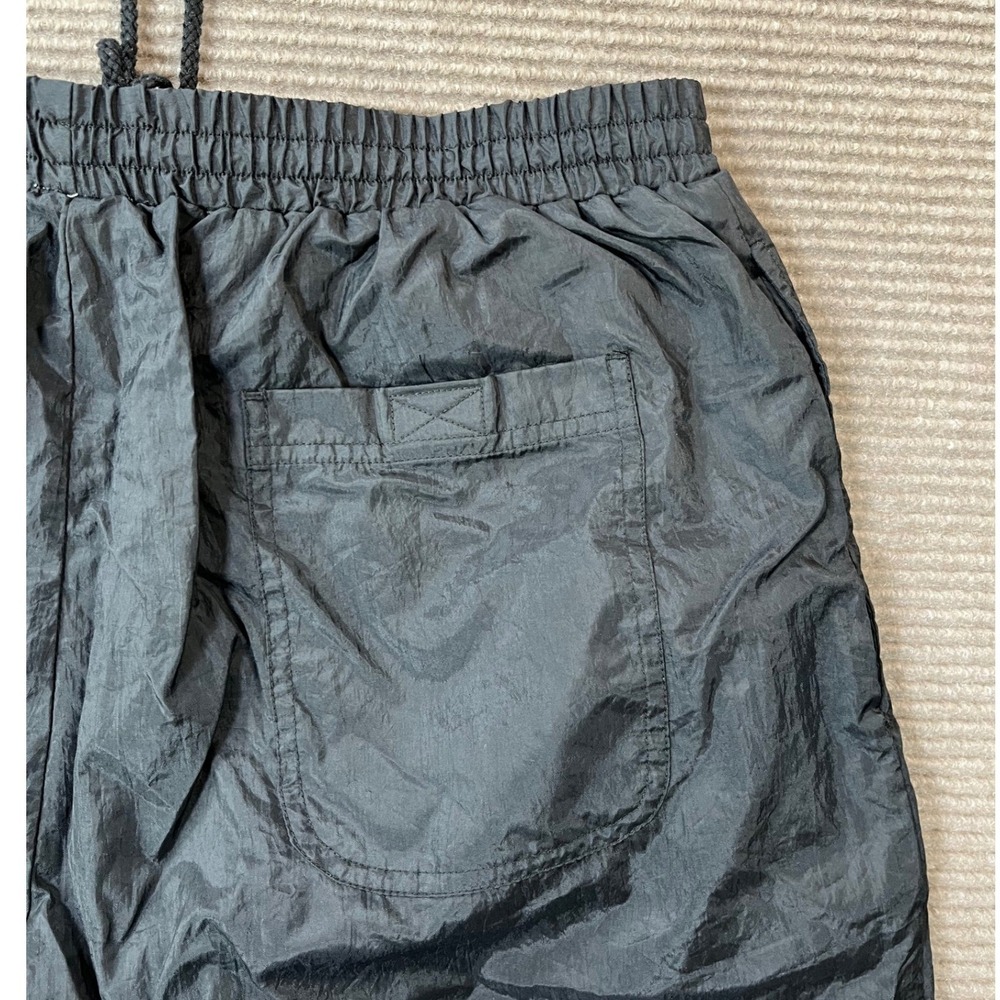 Vintage Black Nylon Track Pants XL Mens Windbreaker Joggers Zipper Cuffs VTG 90s - Picture 3 of 7